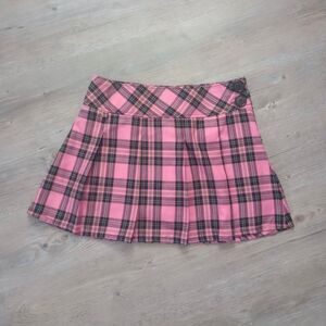 Y2K Pleated Plaid Button Coquette Grunge Skirt
